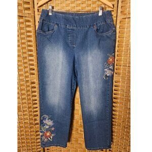 Alfred Dunner Cropped Embroidered Jeans Size 12